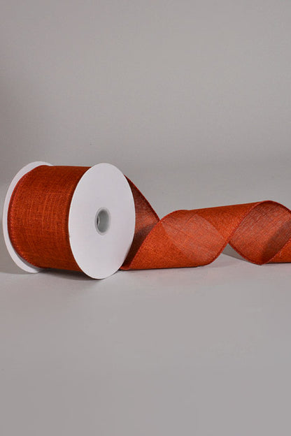 2.5" X 10Yds Wired Poly Linen Ribbon Terracotta