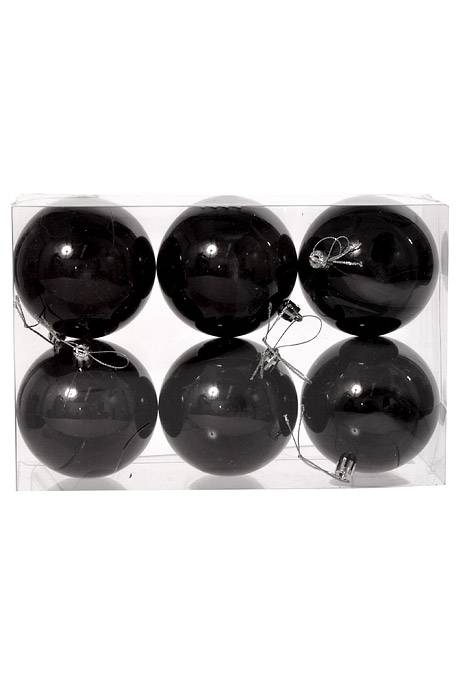 80mm Shiny Plastic Ball Black Pkg/6