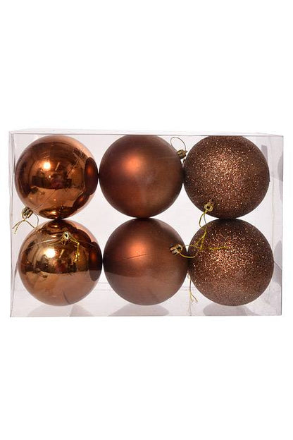100mm Shiny/matt/glitter Plastic Ball Chocolate Pkg/6