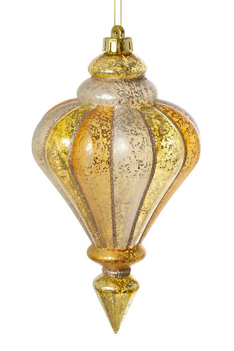 10" Stripe Mercury Finial Ornament Gold/silver