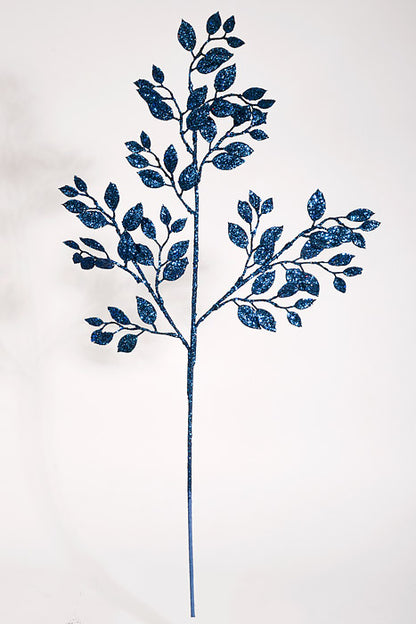 33" Glitter Fern Spray Midnight Blue