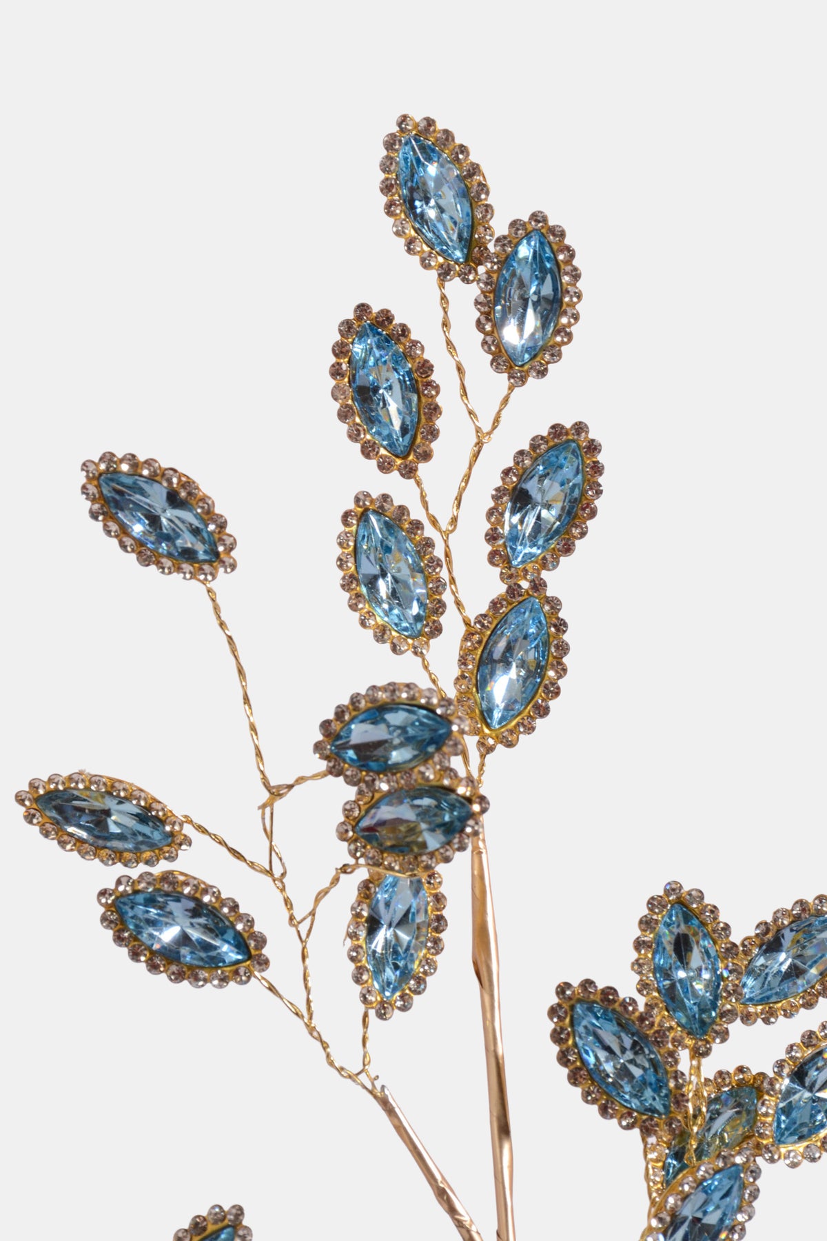 30" Jewel Leaf Spray Champagne/Blue