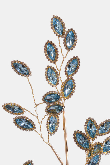 30" Jewel Leaf Spray Champagne/Blue