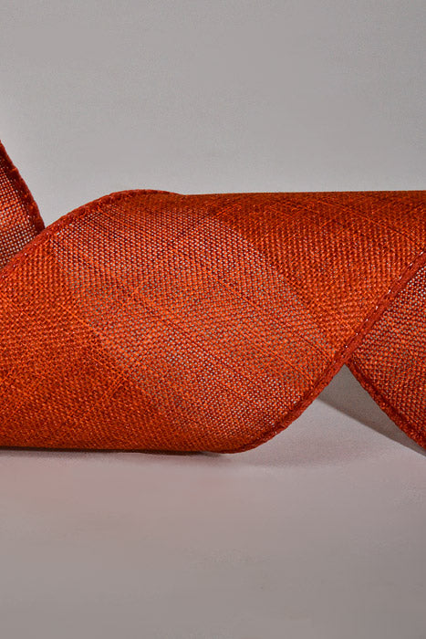 2.5" X 10Yds Wired Poly Linen Ribbon Terracotta