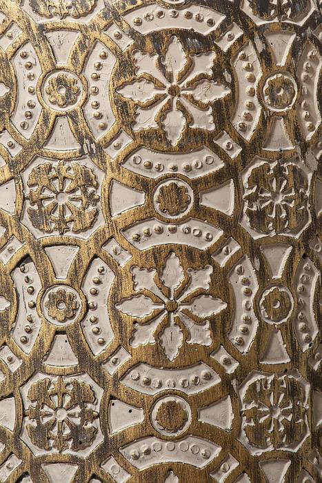 4.75"x 8.5" Cylinder Cement Embroidery Gold Wash