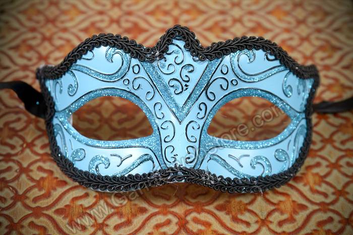 3&quot; X 6&quot; Venetian Colombina Mask Light Blue