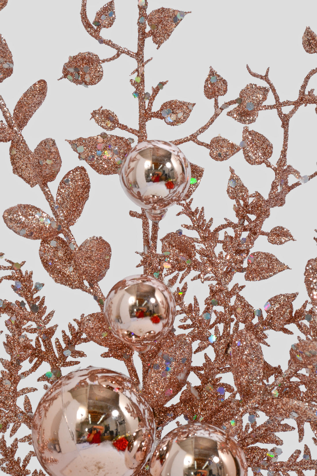 18" Glitter Mixed Pine Ball Spray Blush