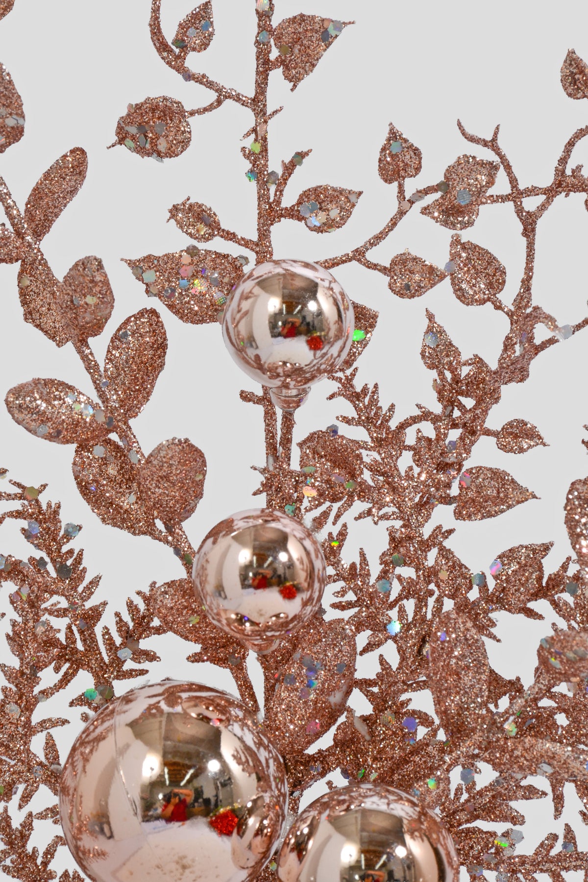 18" Glitter Mixed Pine Ball Spray Blush