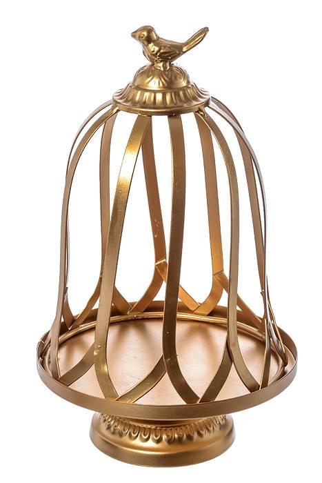 9.75"/13" Metal Cake Stand W/bird Gold