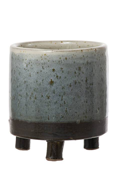 4" X 5" Lova Footed Pot Blue