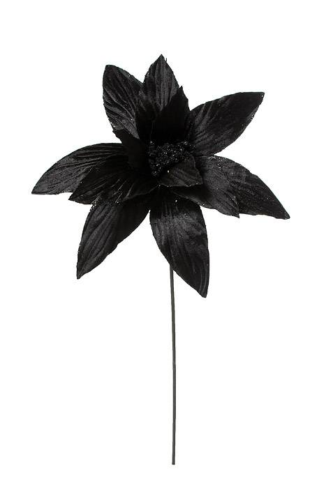 24" Black Velvet Poinsettia Stem