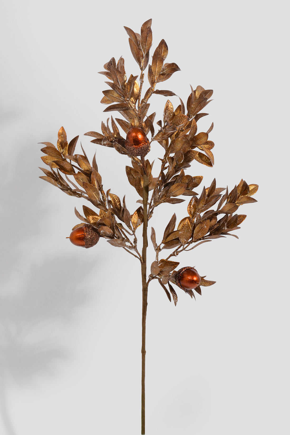 24" Glitter Mixed Leaf Acorn Spray Copper