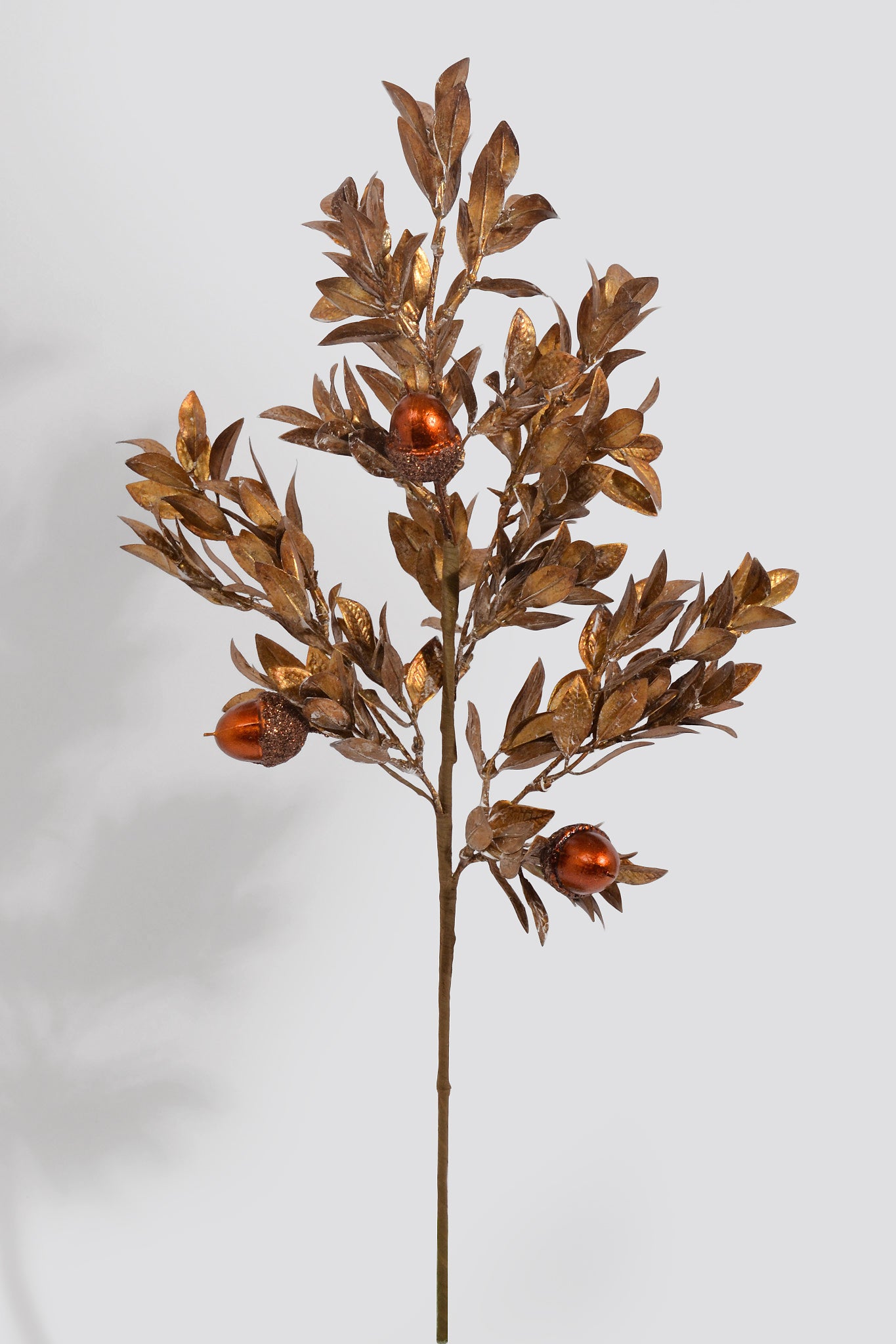 24" Glitter Mixed Leaf Acorn Spray Copper