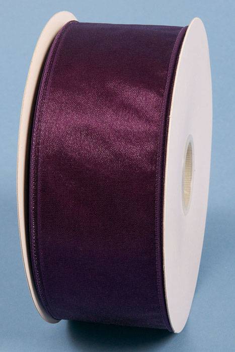 2.5" X 50yds Wired Sheer Spring Ribbon Eggplant