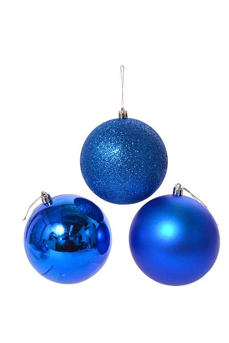 100mm Shiny/matt/glitter Plastic Ball Royal Blue Pkg/6