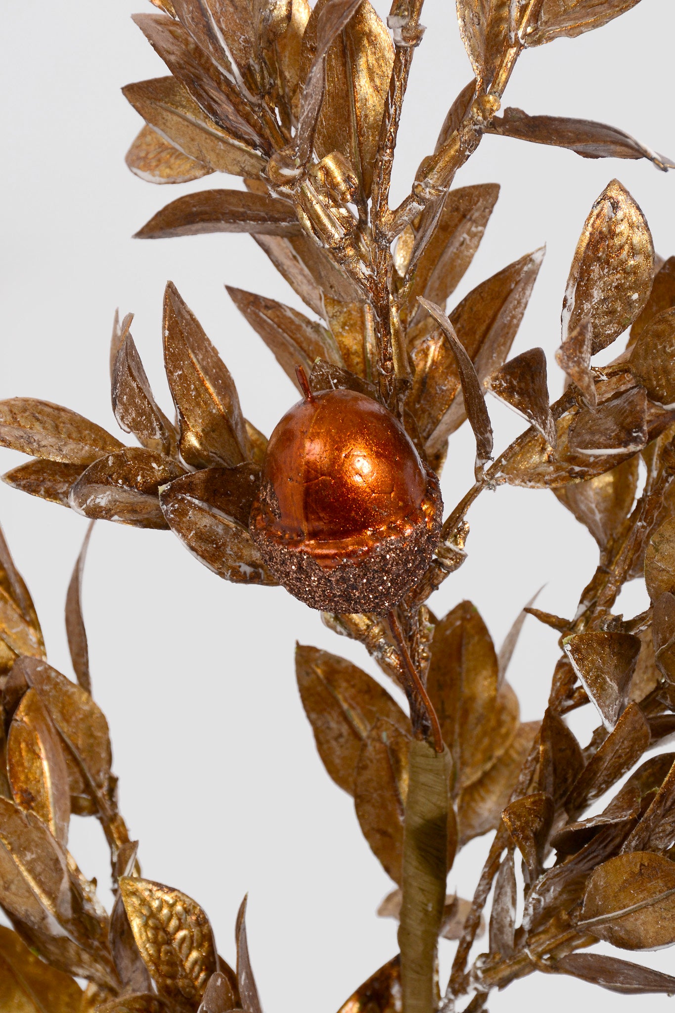 24" Glitter Mixed Leaf Acorn Spray Copper