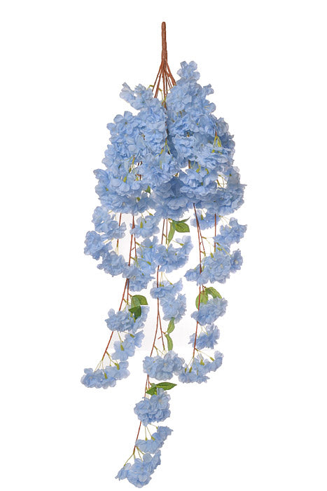 39.5" Silk Cherry Blossom Bush Light Blue