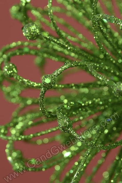 23" Glitter Flower Ball Spray Dark Green