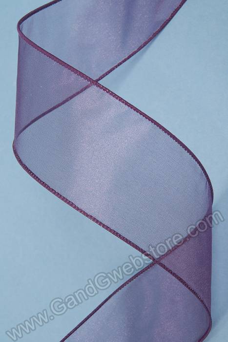 2.5" X 50yds Wired Sheer Spring Ribbon Eggplant