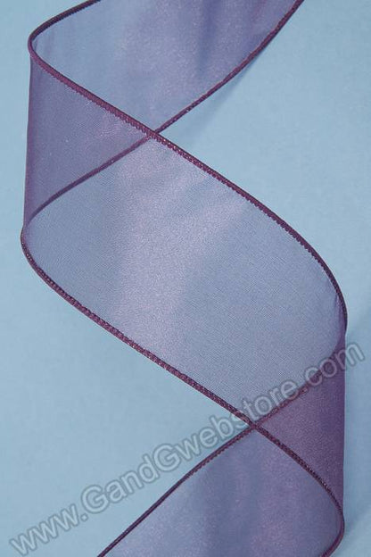 2.5" X 50yds Wired Sheer Spring Ribbon Eggplant