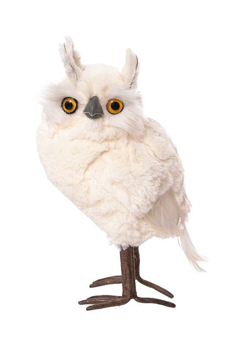 9" White Furred Snow Owl White