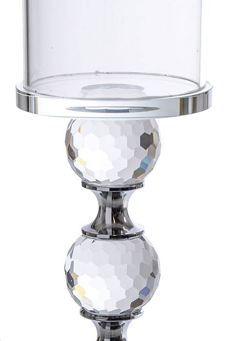 9.75"/12"/14" H Glass Candle Stand Silver/clear