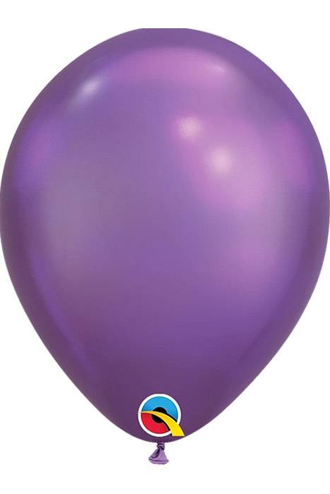 7" Round Chrome Latex  Balloon Purple Pkg/100