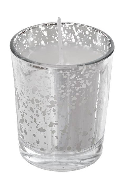 2.5" X 2" Mercury Glass Votive W/candle Silver Pkg/25