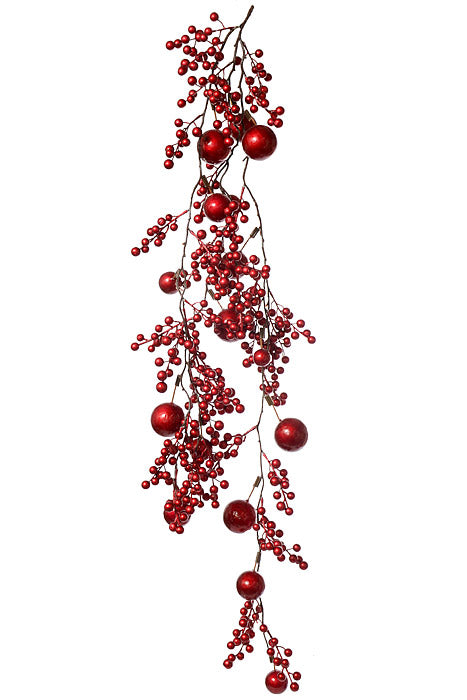 48&quot; Metallic Berry Ball Hanger Red
