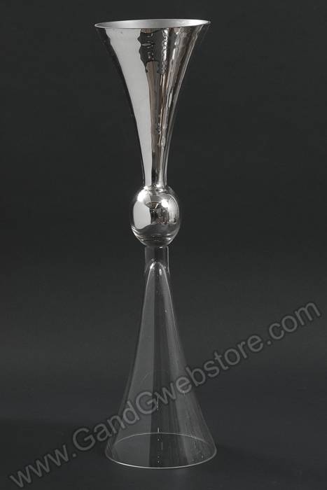 6" X 23.75" Reversible Zoe Glass Vase Clear/mirror