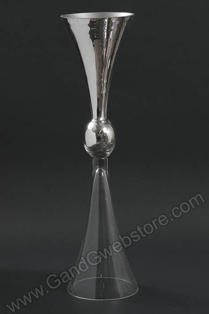 6" X 23.75" Reversible Zoe Glass Vase Clear/mirror