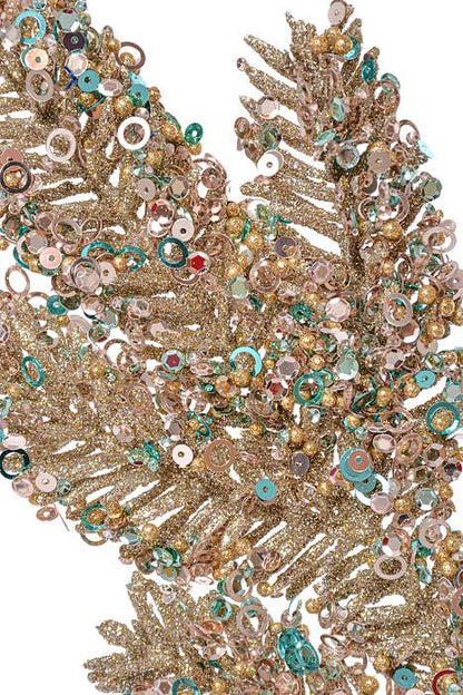 30" Circle Sequin/Glitter Spruce Spray Champagne/Blue