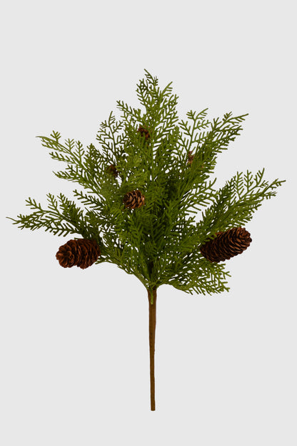 17" Cedar &amp; Pinecone Bush Green