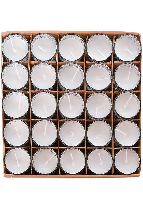 2.5" X 2" Mercury Glass Votive W/candle Silver Pkg/25