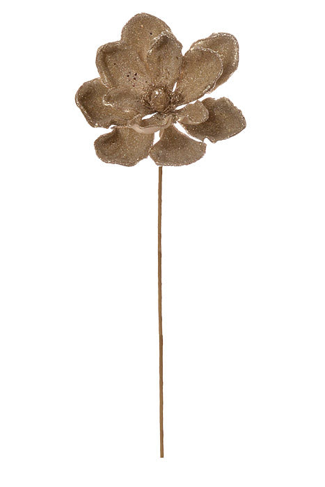 24" Micro Beaded/Sequins Magnolia Stem Champagne
