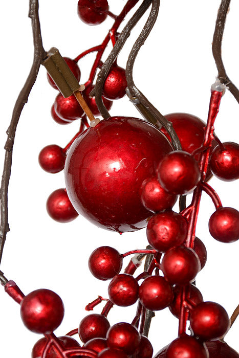 48" Metallic Berry Ball Hanger Red