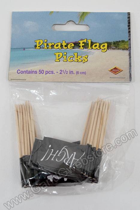 2.5" Pirate Flag Picks Black Pkg/50