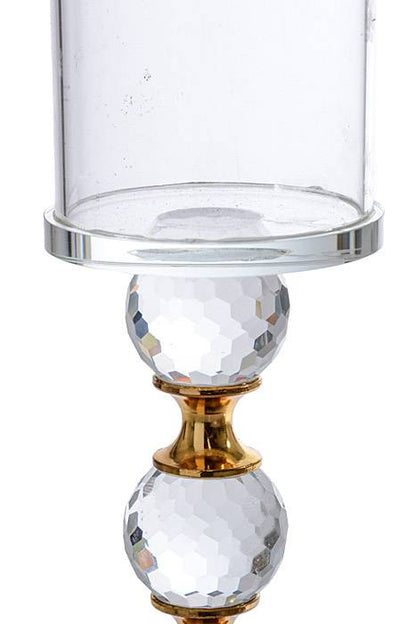9.75"/12"/14" H Glass Candle Stand Gold/clear