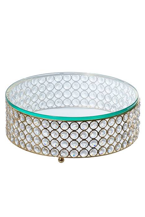 9.75"/ 12"/ 13.75"/ 16" Glass/metal/bead Cake Stand Gold