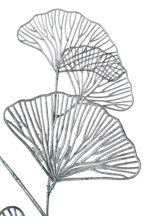 32&quot; Metallic Gingko Leaf Spray Blue