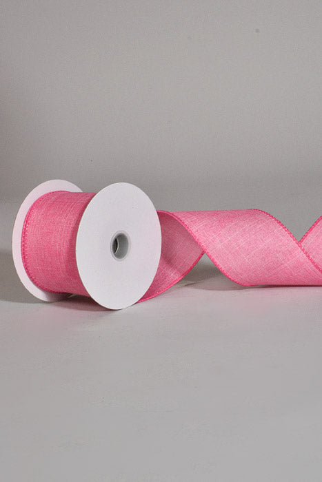 2.5" X 10Yds Wired Poly Linen Ribbon Pink
