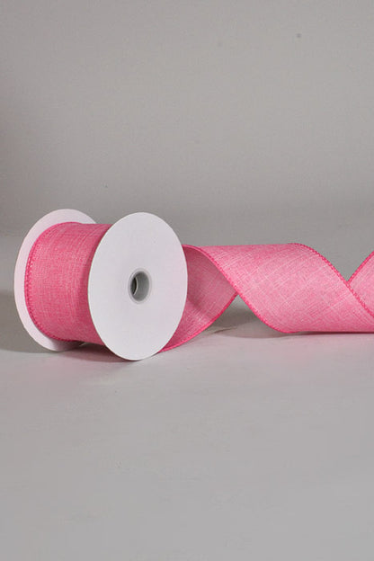 2.5" X 10Yds Wired Poly Linen Ribbon Pink