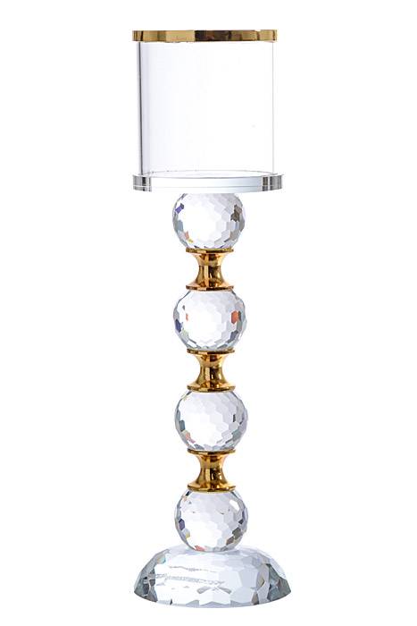 9.75"/12"/14" H Glass Candle Stand Gold/clear