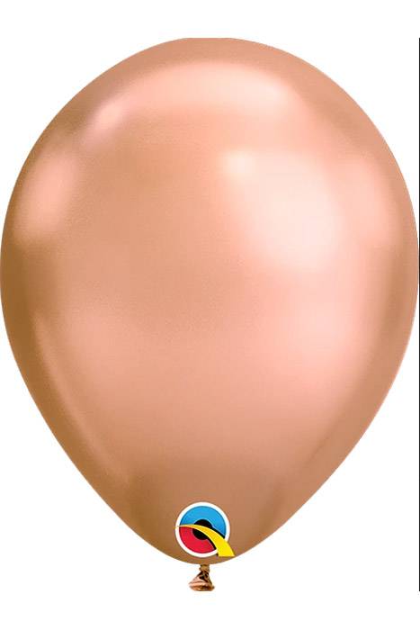 7" Round Chrome Latex  Balloon Rose Gold Pkg/100
