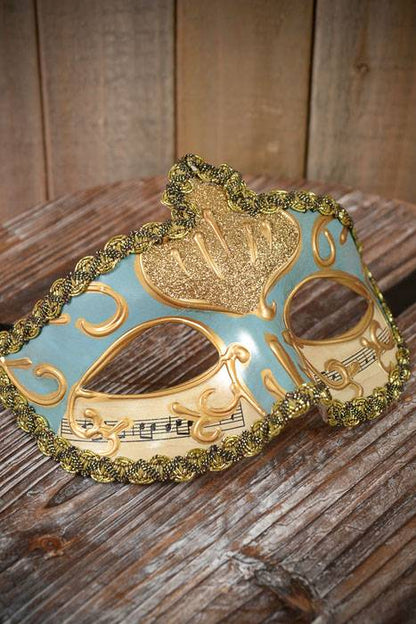 4" X 6.5" Half Mask W/copper Painting Light Blue