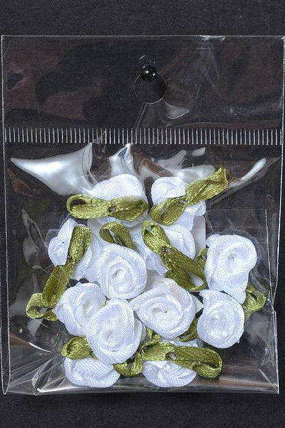 3/4" Ribbon Rose White Pkg/12