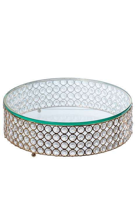 9.75"/ 12"/ 13.75"/ 16" Glass/metal/bead Cake Stand Gold