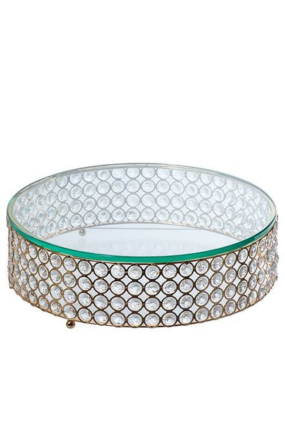 9.75"/ 12"/ 13.75"/ 16" Glass/metal/bead Cake Stand Gold