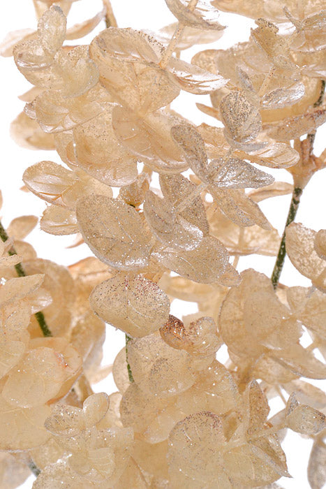 17" Glitter Metallic Eucalyptus Spray Bush Champagne