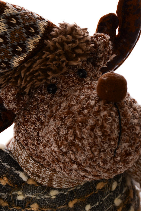 16" Stuffed Reindeer With Scarf Light Brown